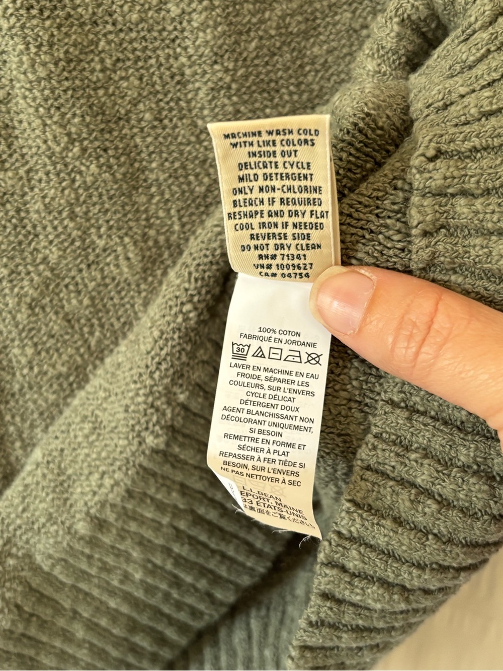 LL Bean Cotton Slub Sweater Rollover Collar Crewneck Sweater Sz Large - Picture 6 of 9